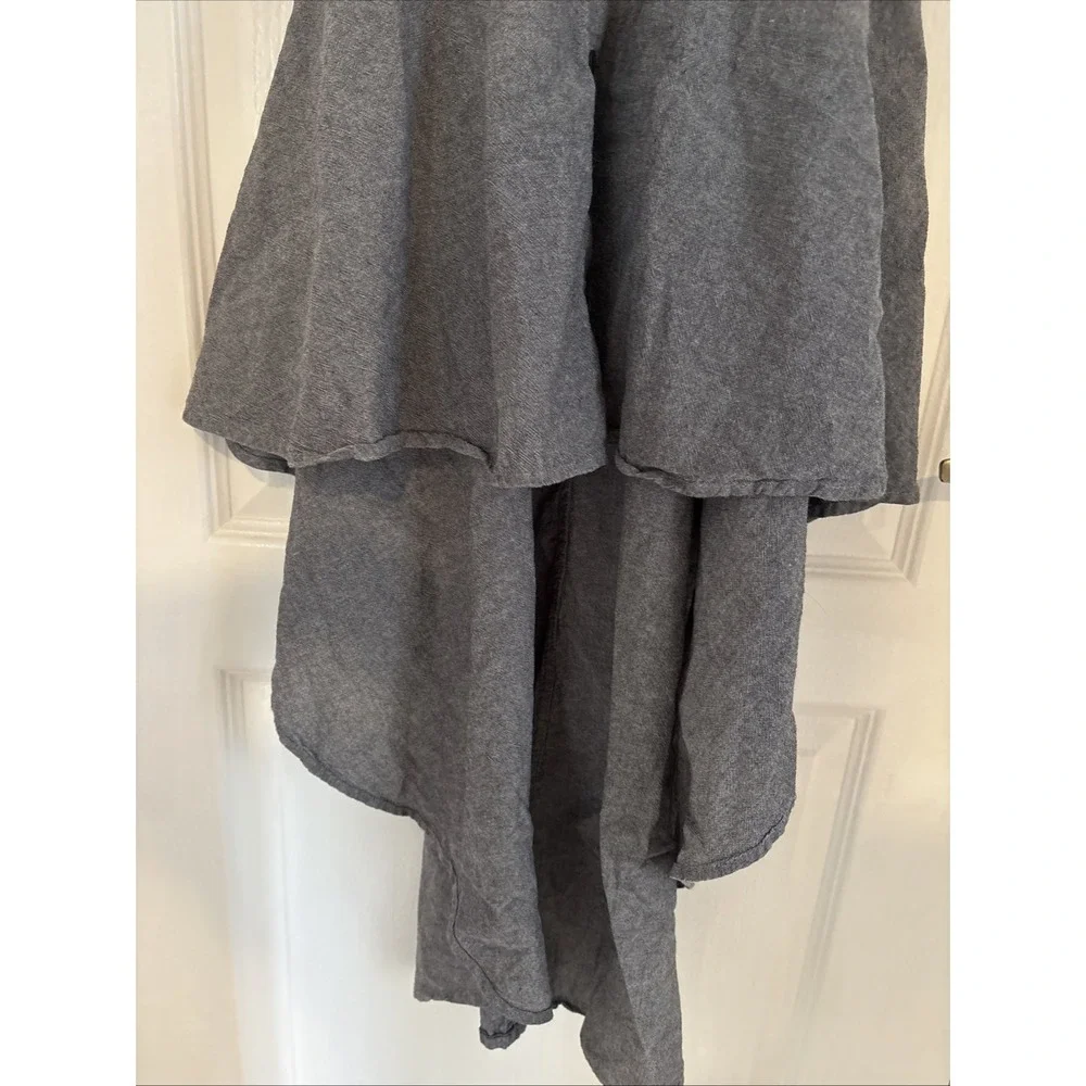 Venus Maxi Midi Dress Womens Blue Chambray High Low Button Front Tie Sz 8 - Picture 6 of 10